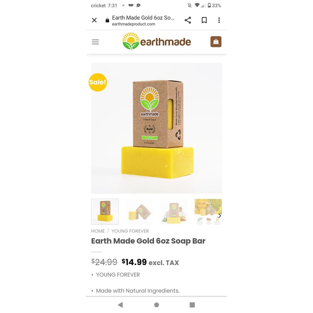 Organic Earth made Gold bar